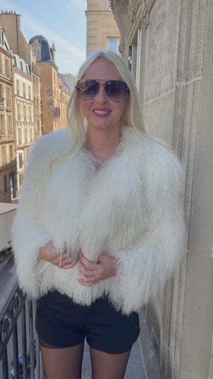 #109 Vintage Tibetan Lamb Fur Jacket - Size Medium