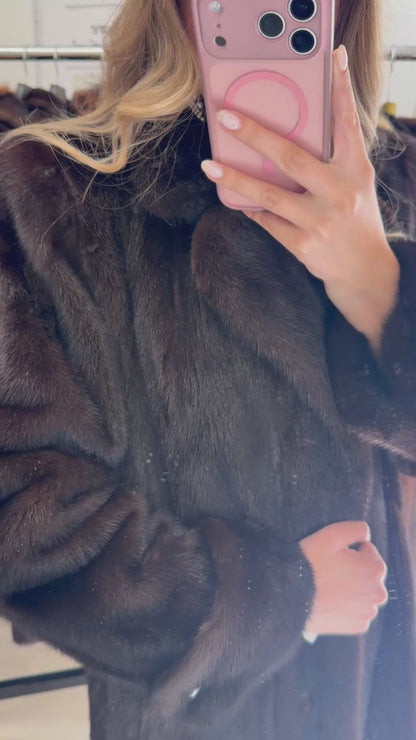 #52 Vintage Mahogany Mink Coat Size Medium