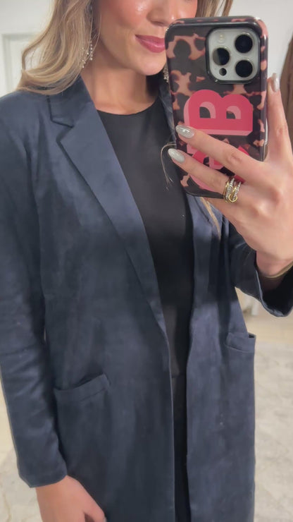 FINAL SALE!! "Sloane" Faux Suede Duster in Navy