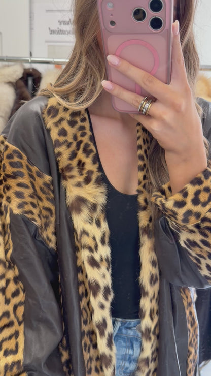 #31 Vintage Spotted Fur and Leather Jacket Size M/L