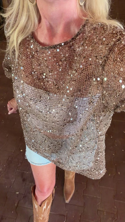 Sequin Oversized Mesh Top in 4 Colors