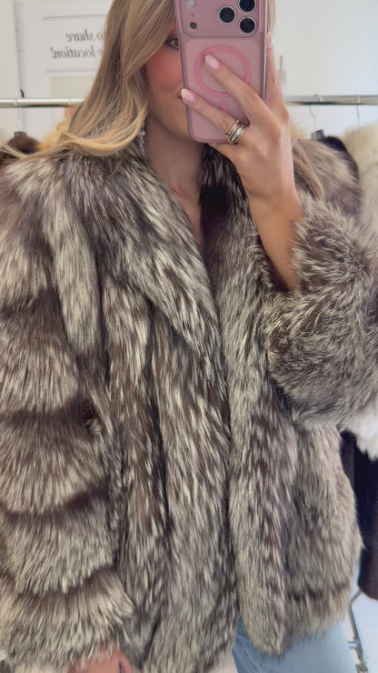 #28 Vintage Silver Saga Fox Jacket Size M/L
