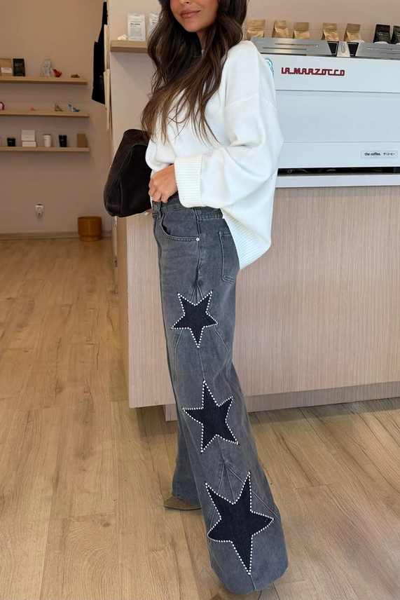 The Star Denim Rhinestone Jean in Black