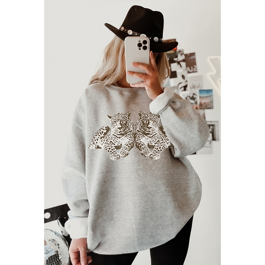 NEW!! Twin Leopard Sweatshirt in Grey