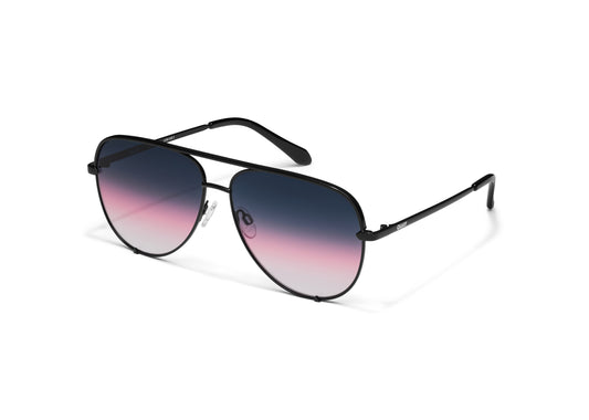 High Key Extra Large Polarized Black & Teal Aviators