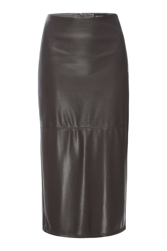 FINAL SALE!! Better Than Leather Midi Skirt in Brown by Good American