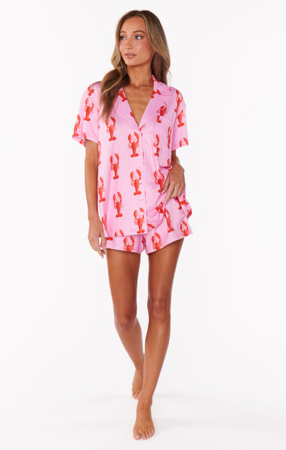 FINAL SALE!! Sunday Morning Pj Set in Pink Lobster