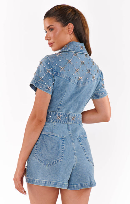 AS SEEN ON ASHLEE NICHOLS!! Dolly Rhinestone Romper