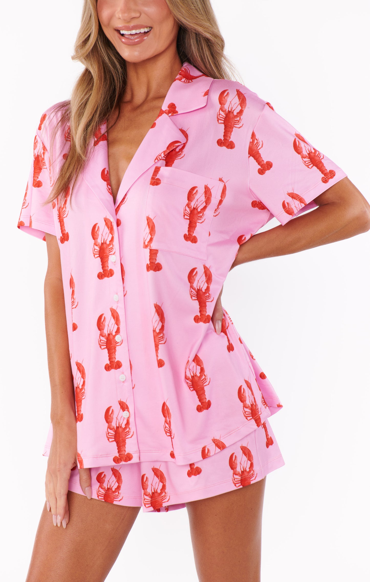 FINAL SALE!! Sunday Morning Pj Set in Pink Lobster
