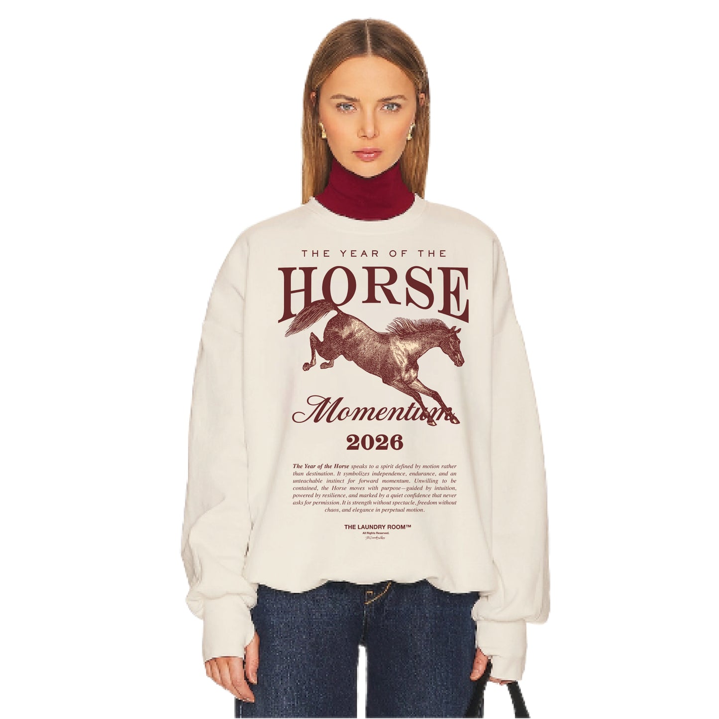 "Year Of The Horse" Oversized Sweatshirt in Bone
