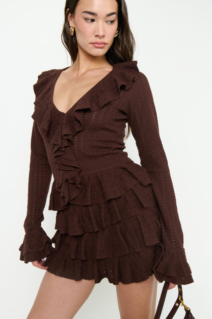 Marly Top - Brown Pointelle Knit