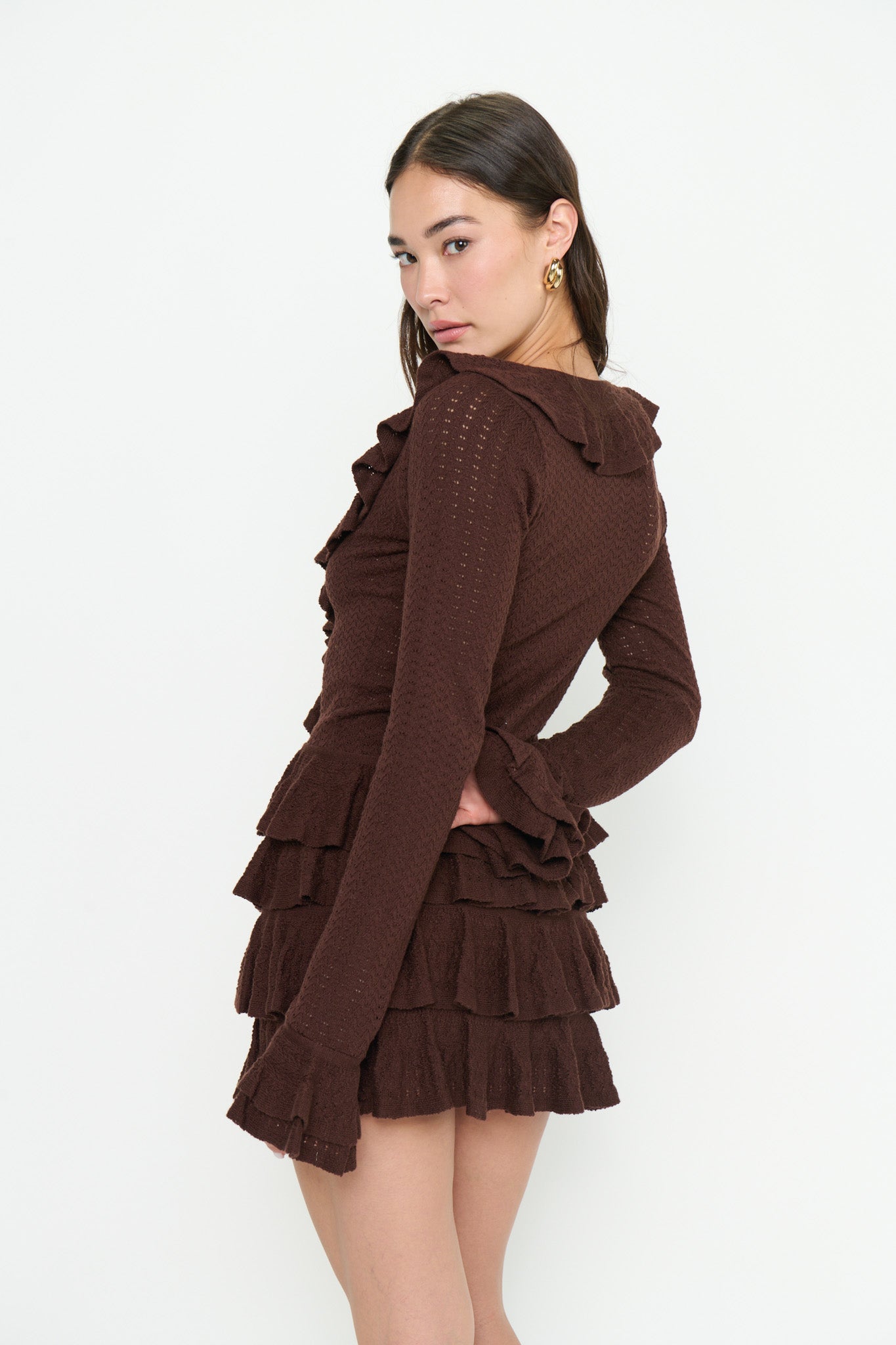 Marly Top - Brown Pointelle Knit