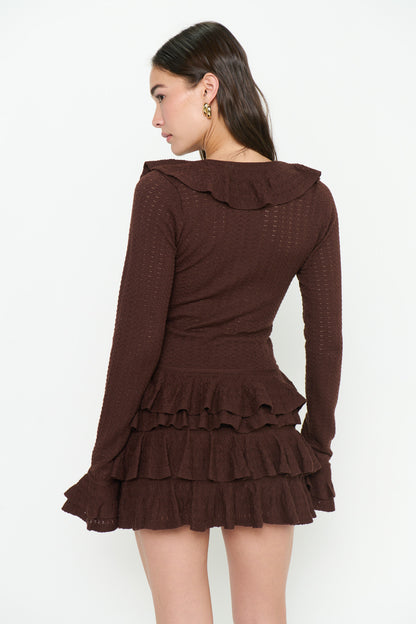 Marly Top - Brown Pointelle Knit