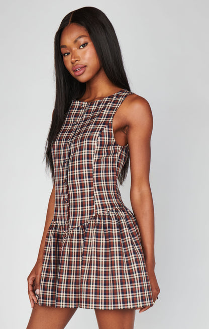 NEW!! Meester Mini Dress in Saddle Plaid