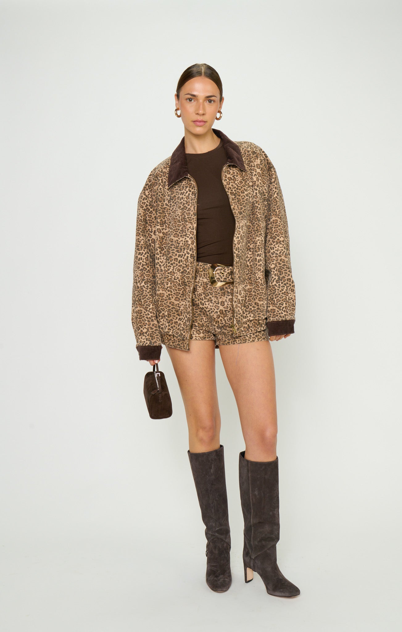 Carter Bomber Jacket - Leopard Denim