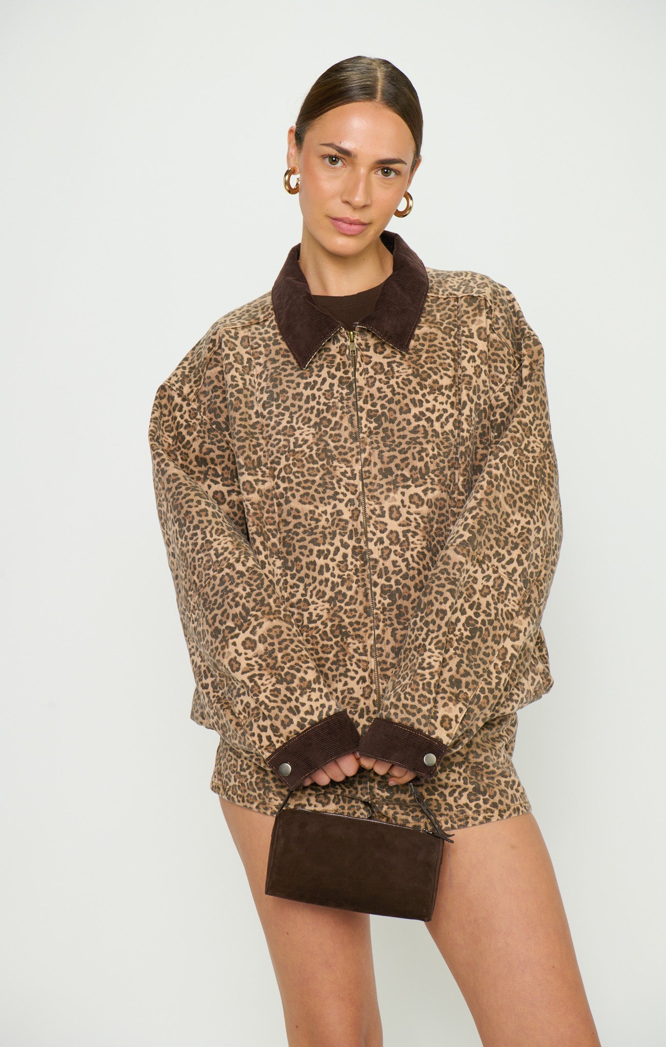 Carter Bomber Jacket - Leopard Denim