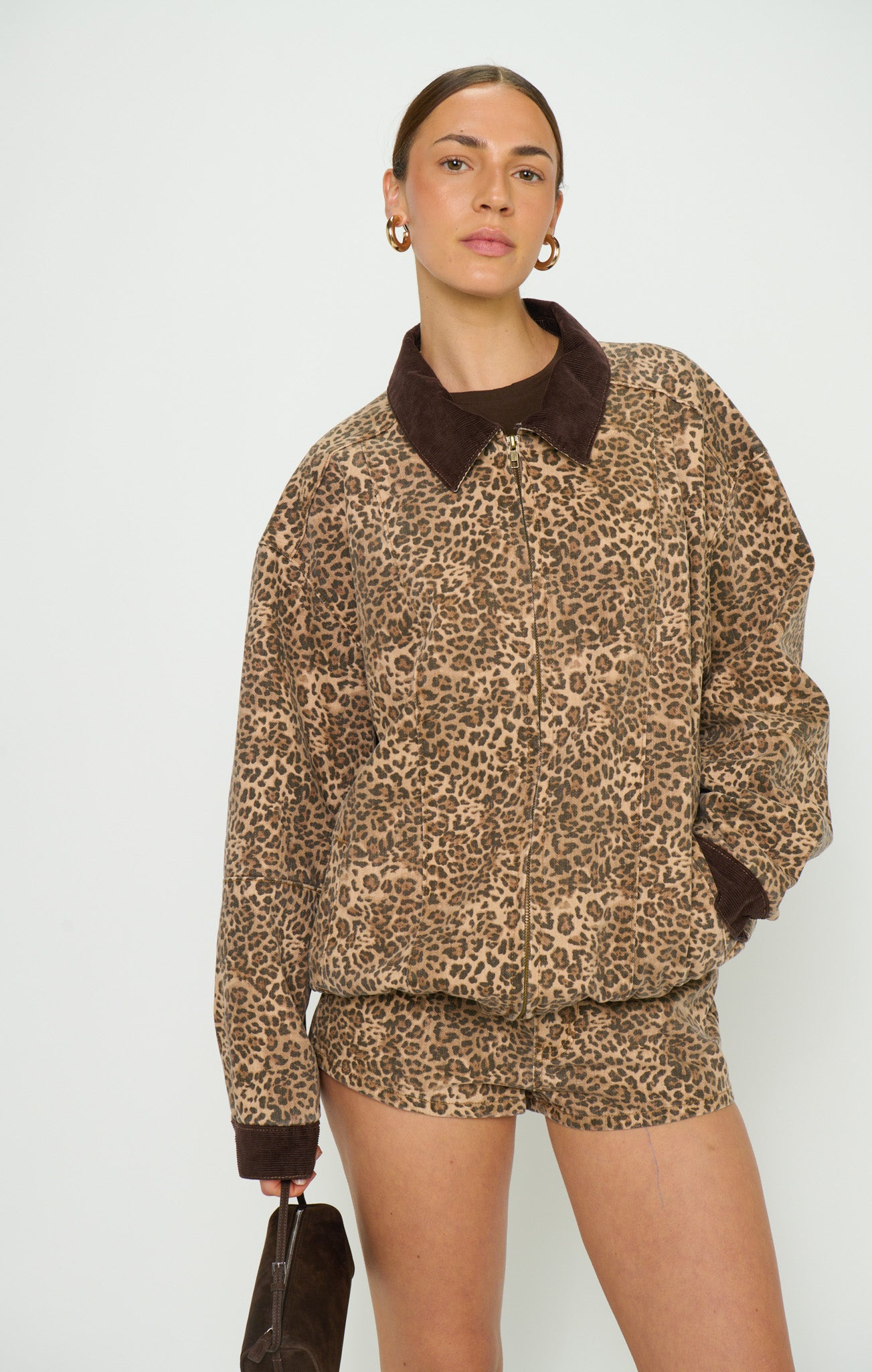 Carter Bomber Jacket - Leopard Denim