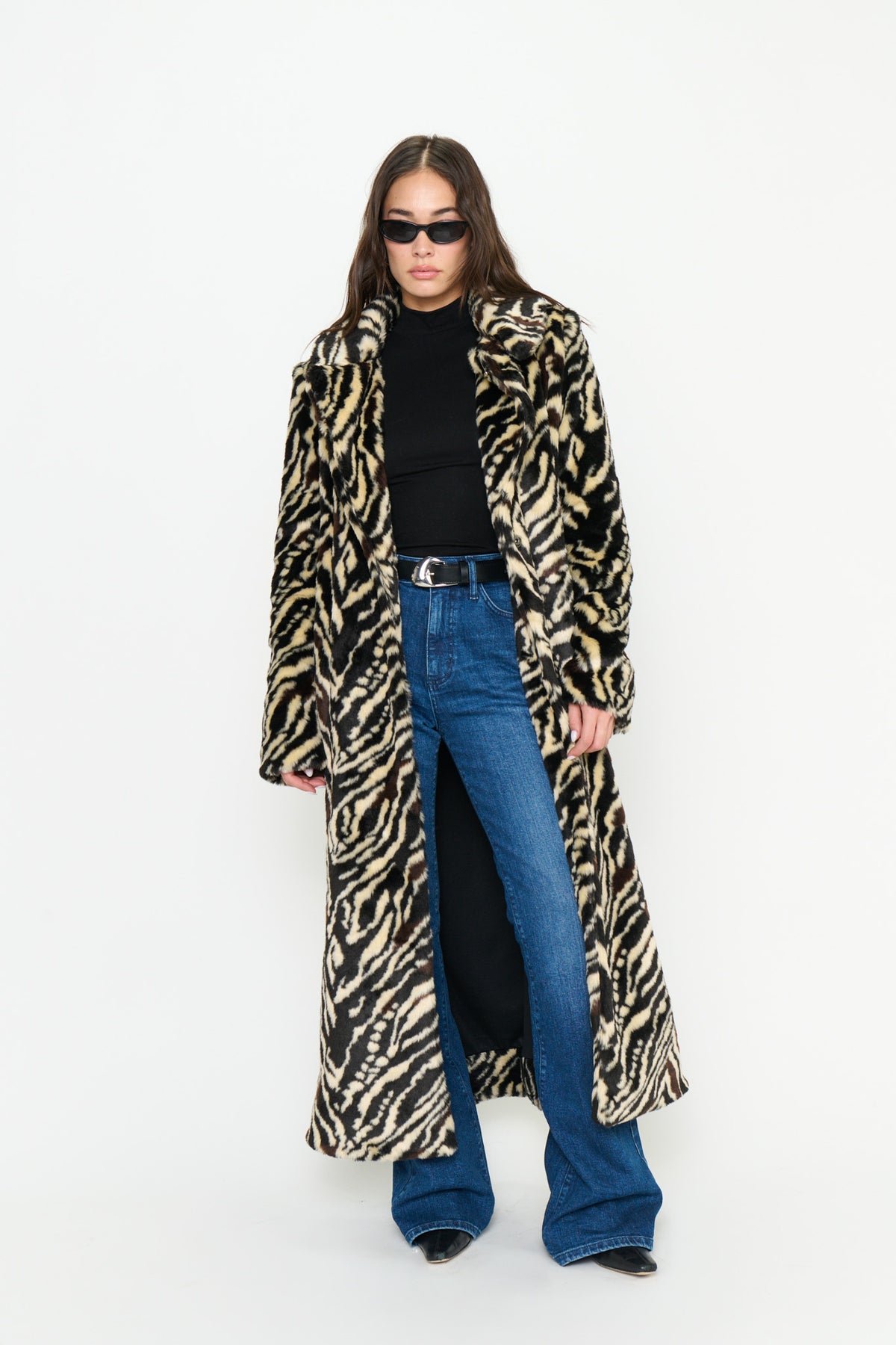 Miss Cindy Overcoat - Zebra Faux Fur