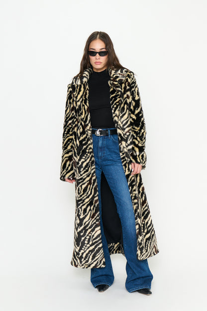 Miss Cindy Overcoat - Zebra Faux Fur