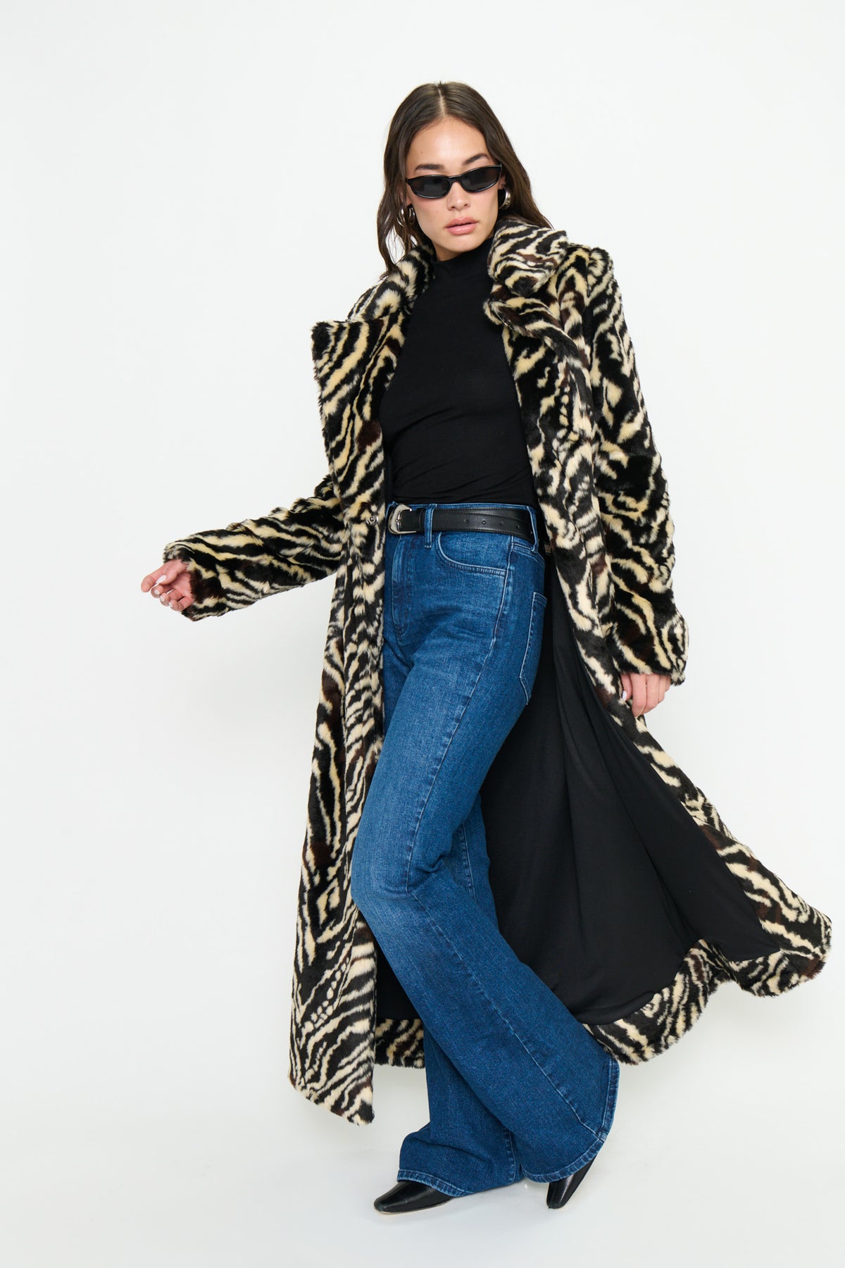 Miss Cindy Overcoat - Zebra Faux Fur