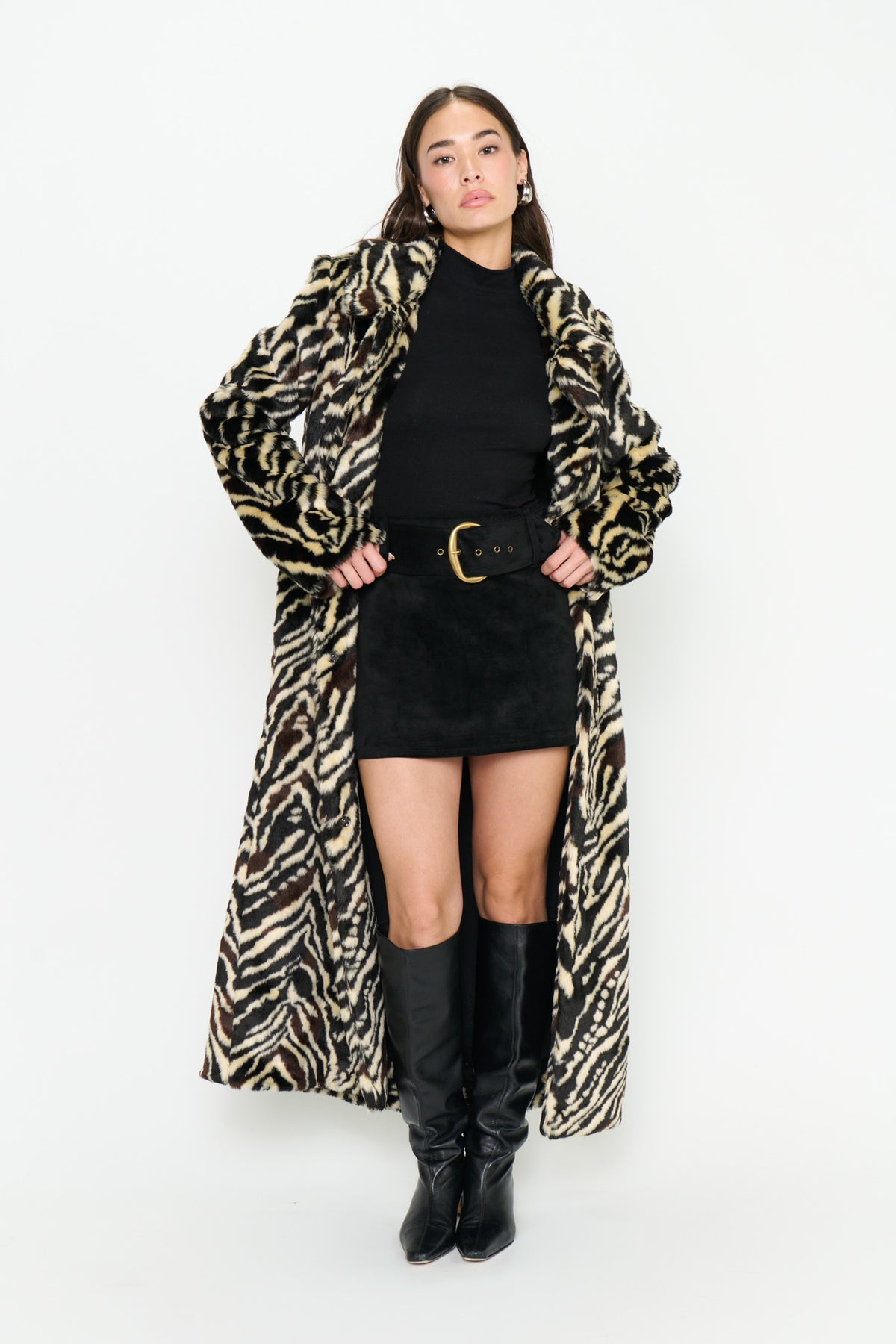 Miss Cindy Overcoat - Zebra Faux Fur
