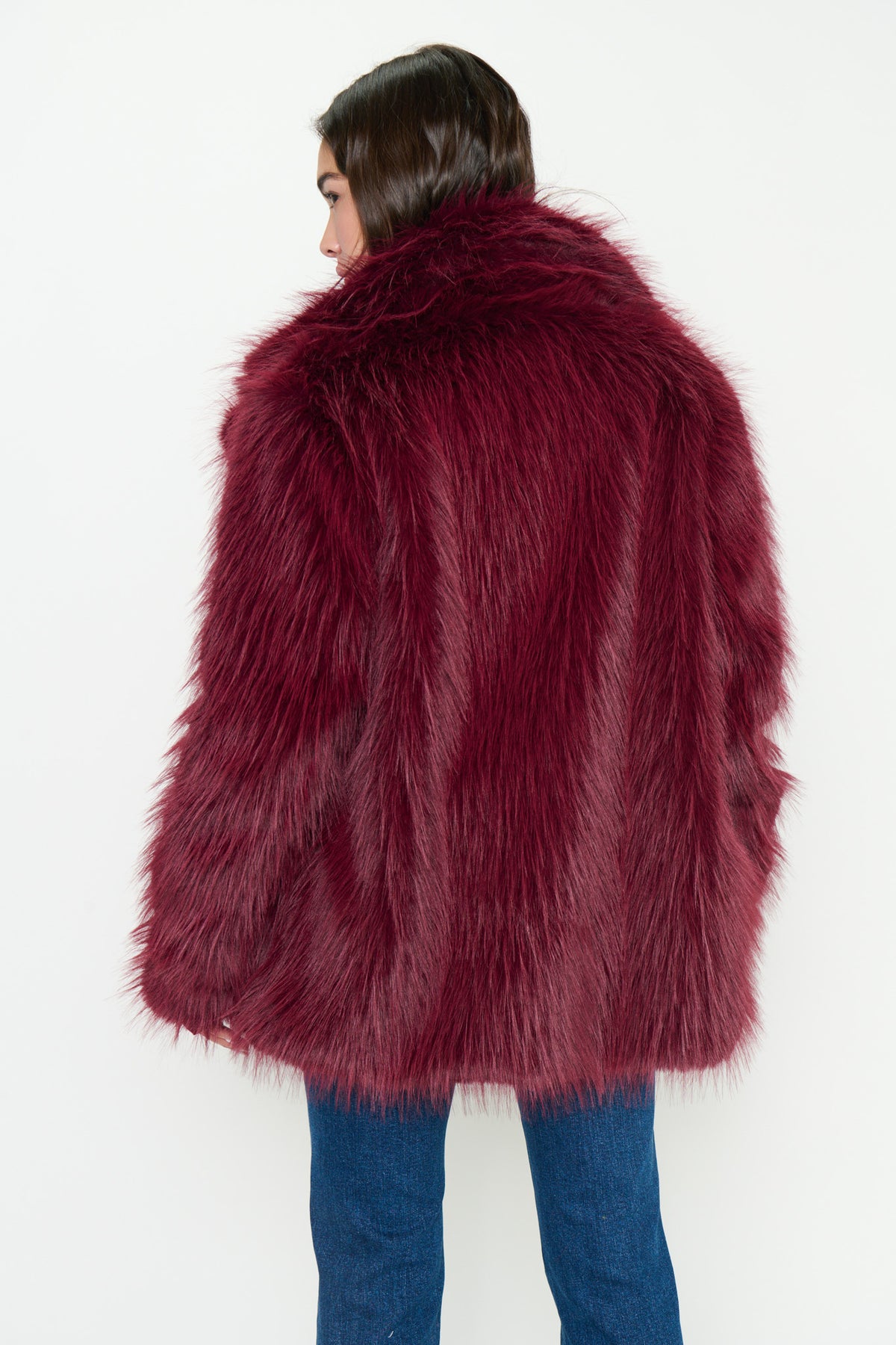 Salt Lake Faux Fur Coat - Merlot
