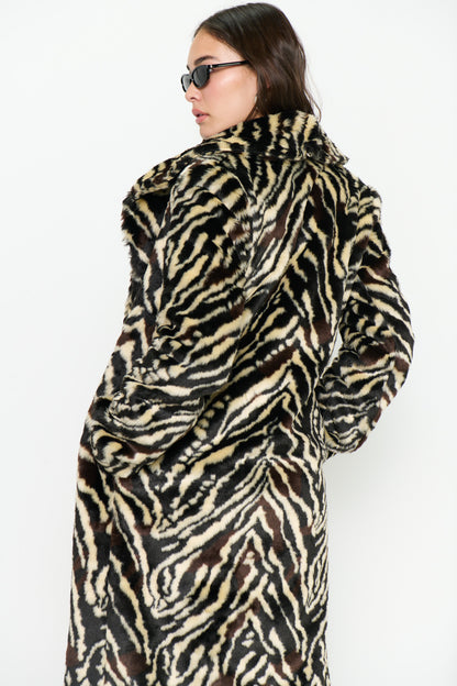 Miss Cindy Overcoat - Zebra Faux Fur