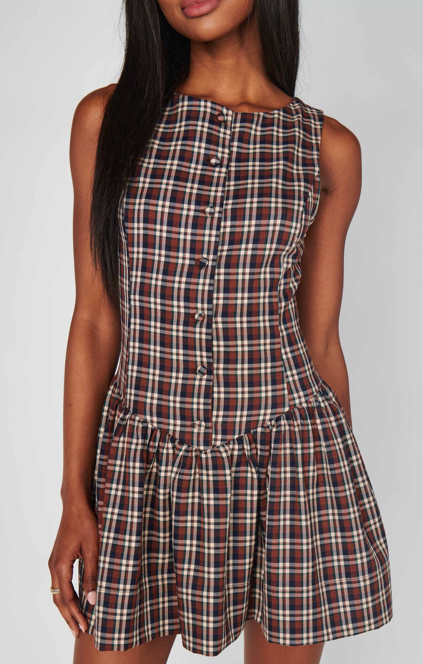 NEW!! Meester Mini Dress in Saddle Plaid