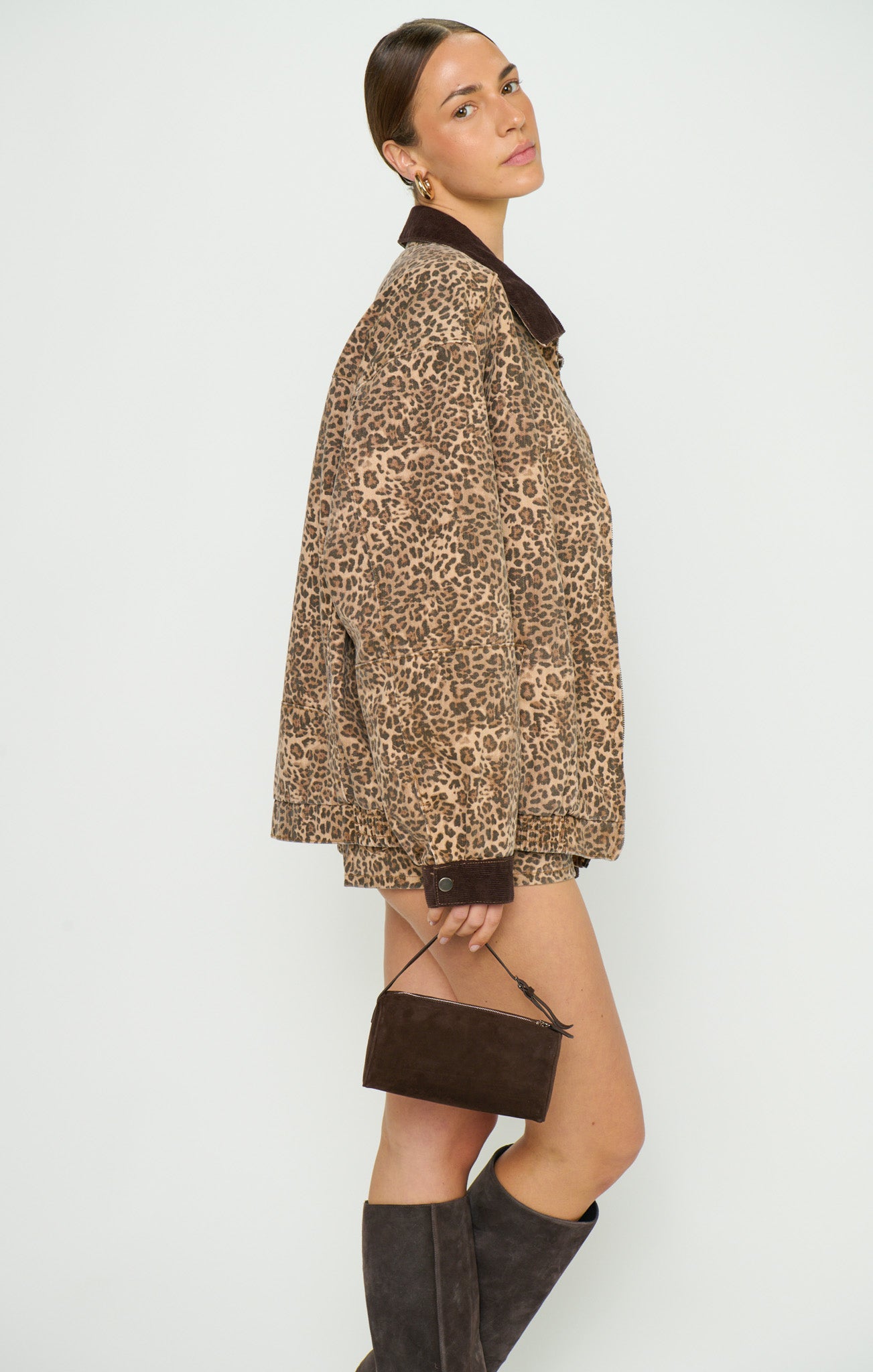 Carter Bomber Jacket - Leopard Denim
