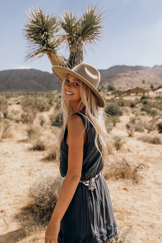 The Cameron Wool Crystallized Panama Hat in Taupe