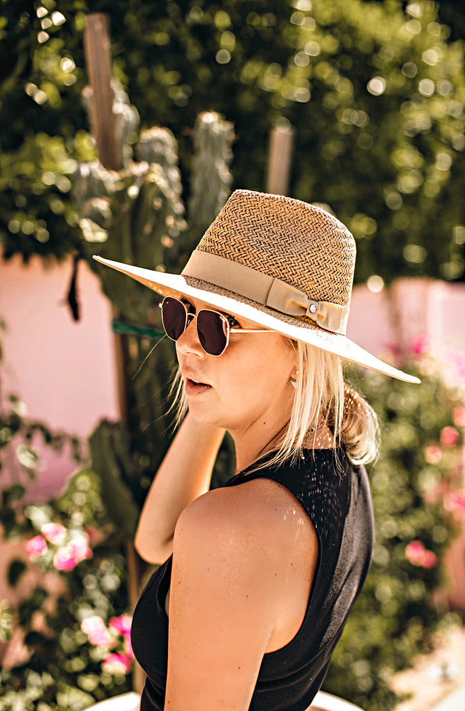 The Palm Desert Straw Panama Hat in Natural - Glitzy Bella