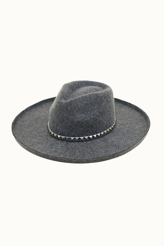 NEW!! The Beverly Wool Panama in Charcoal with Studded Trim