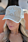 Linen Star Baseball Hat in Light Natural