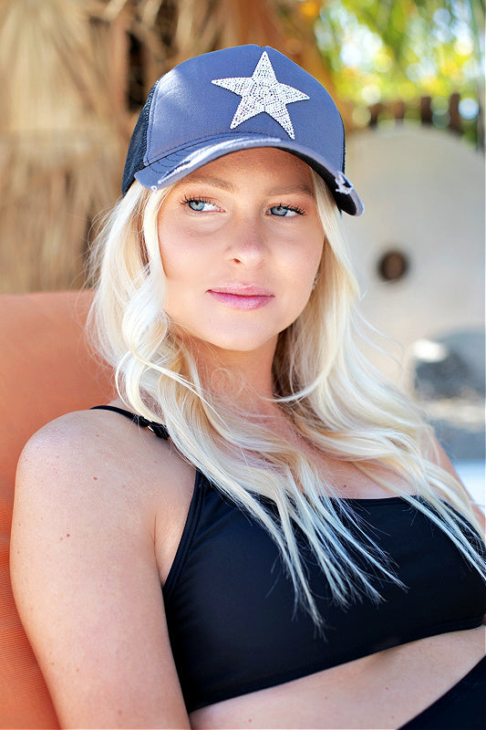 NEW!! Cotton Star Baseball Hat in Gray