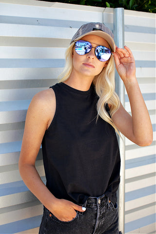West Coast Washed Cotton Tank in Black