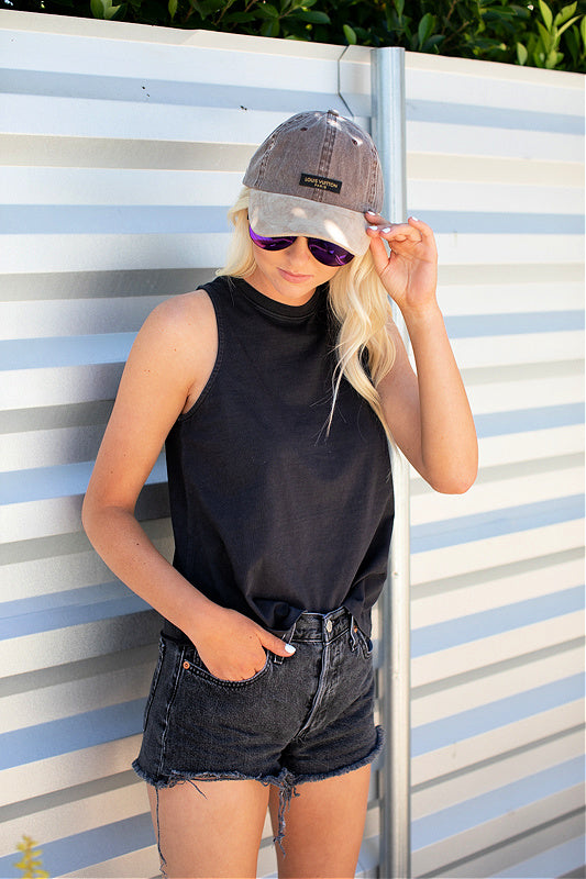 West Coast Washed Cotton Tank in Black