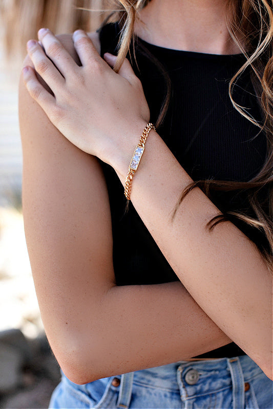 Baguette Chain Bracelet in Gold