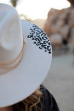 GB ORIGINAL:  The Suede Leopard Chain Hat in Ivory