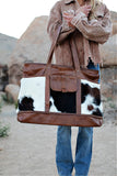 EXCLUSIVE!! Leather and Cowhide Travel Bag in Tri Color