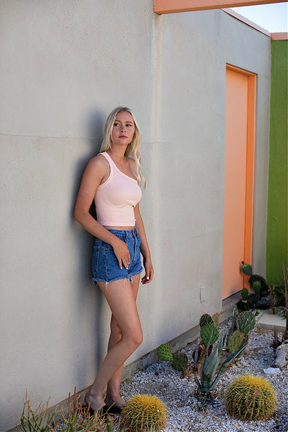 FINAL SALE!! Vintage Apricot One Shoulder Crop Top by Nikibiki