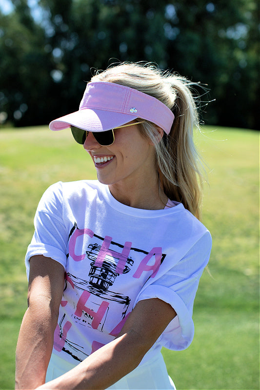 NEW!! Crystallized Washed Cotton Visor in Light Pink