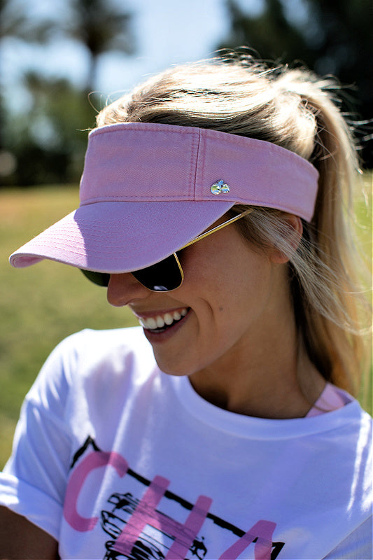 NEW!! Crystallized Washed Cotton Visor in Light Pink