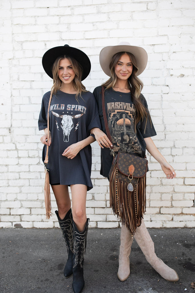 IN STOCK!! Music City Graphic Oversized Tee in Charcoal