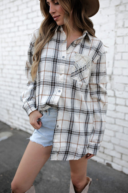 AS SEEN ON WHITNEY RIFE!! Flannel in Bone White in 2 Styles