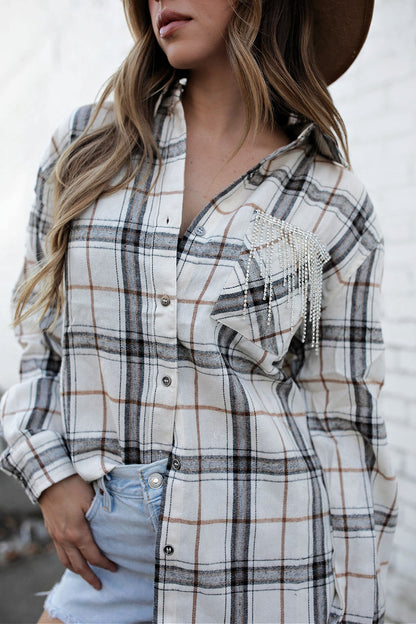 AS SEEN ON WHITNEY RIFE!! Flannel in Bone White in 2 Styles