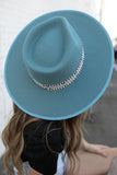 NEW!! The "Billie" Wool Panama Hat in Blue w/ Trim