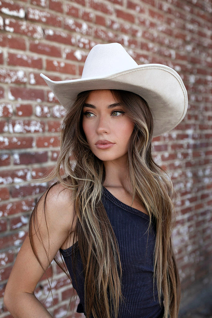 NEW!! The "Dolly" Faux Suede Cowboy Hat in Ivory