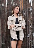 IN STOCK!! The Stella Houndstooth Shacket in Khaki