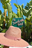 The Palm Desert Straw Panama in Blush - Glitzy Bella