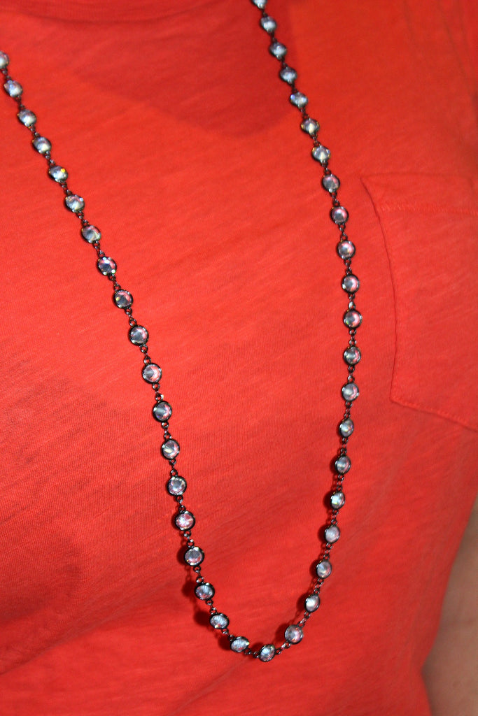 Alexis "Crystals by the Yard" Necklace in Hematite - Glitzy Bella